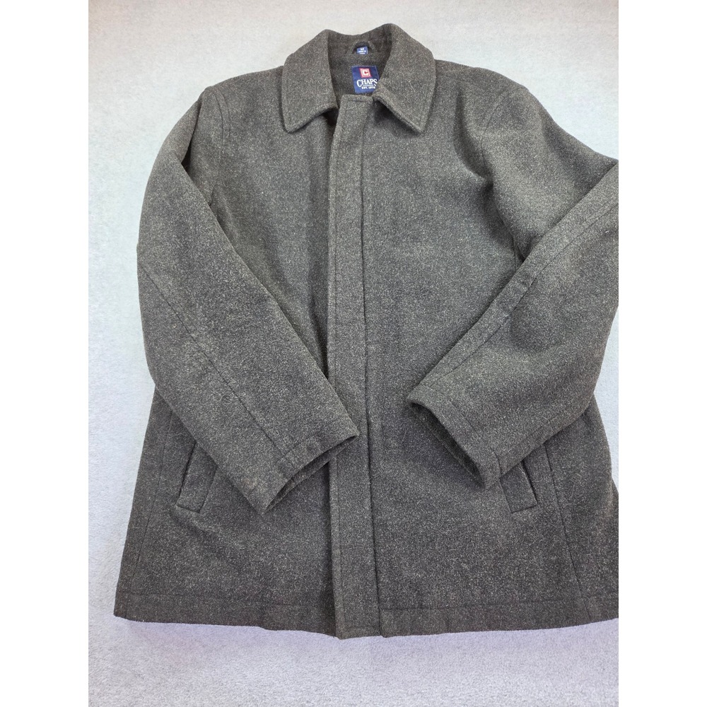 Chaps Men's Charcoal Gray Wool Blend Quilted Lined Winter Car Coat Jacket Medium